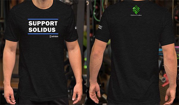 Mock Up of the Support Solidus T-Shirt that was printed for Solidus Conf 2019